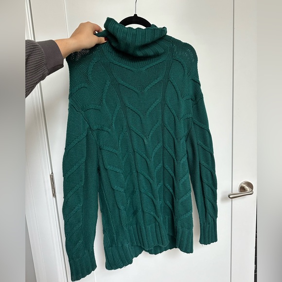 Aritzia Wilfred Green Cable Knit Green Champeux Turtleneck - Picture 3 of 6